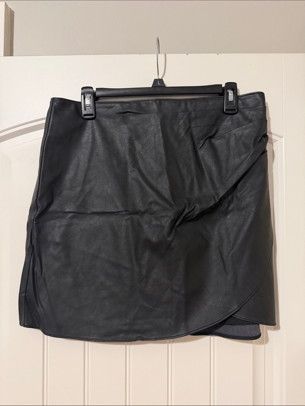 Abercrombie & Fitch Black Faux Leather Wrap-Style Mini Skirt